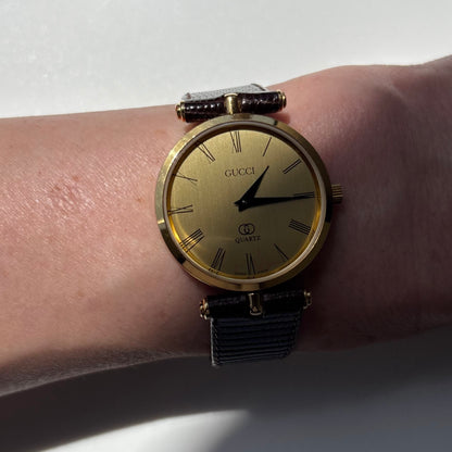 Gucci 1980s Sherry Round Dial Gold Plated Watch (Large)