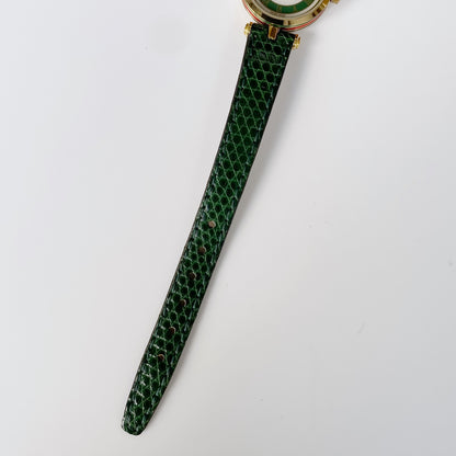 Gucci 1990s Round Green Leather Watch