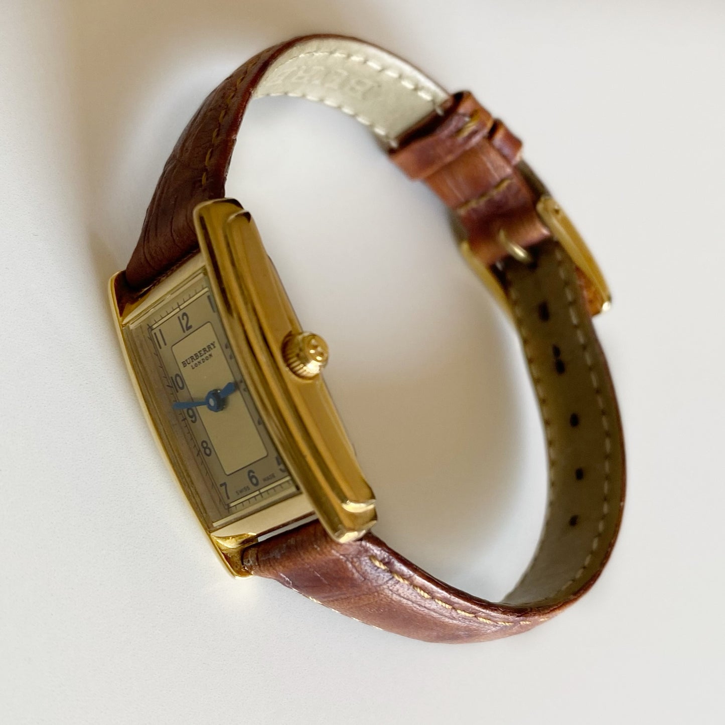 Burberry 1990s Gold Plated Tank Watch