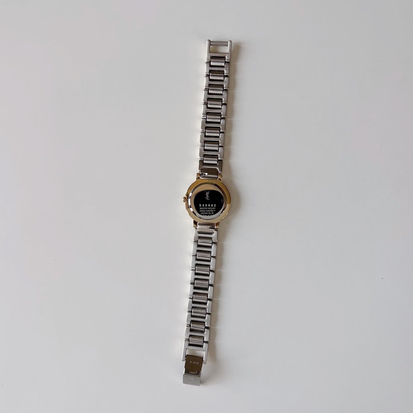 Yves Saint Laurent 1990s Navy Round Dial Two Tone Gold Plated Watch
