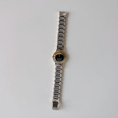 Yves Saint Laurent 1990s Navy Round Dial Two Tone Gold Plated Watch
