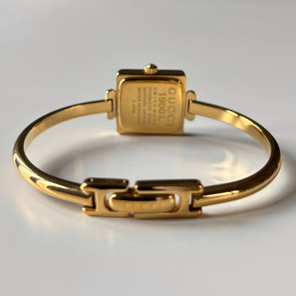Gucci 1990s Square Dial Gold Plated Bangle Watch