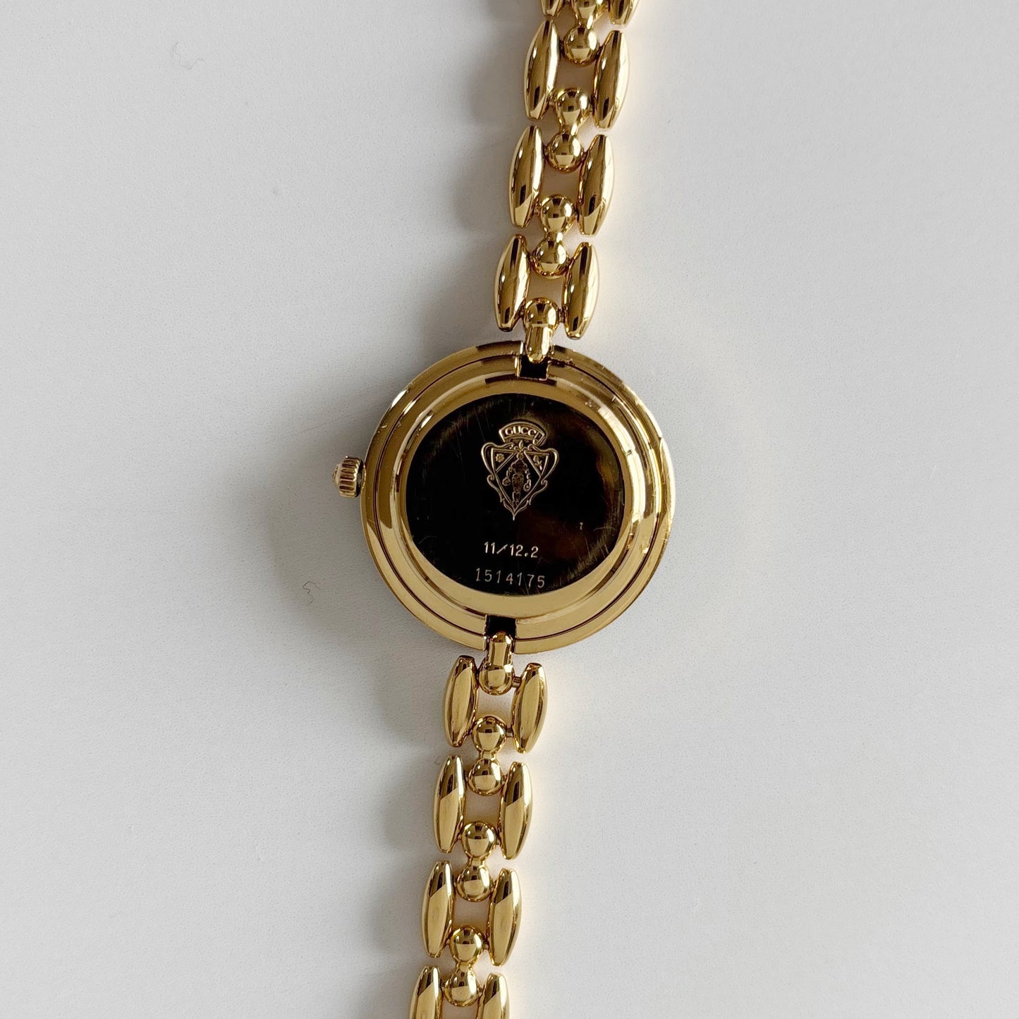 Gucci 1990s Interchangeable Bezel Gold Plated Rice Chain Watch with 6 bezels, case (160mm)