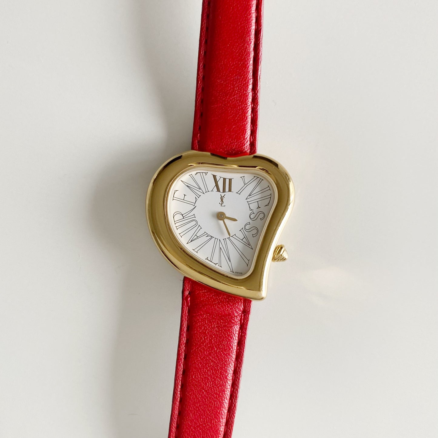 Yves Saint Laurent 1990s Heart shaped Dial Gold Plated Watch