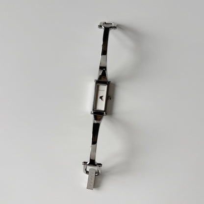 Gucci 1990s Rectangular Dial Stainless steel Bangle Watch