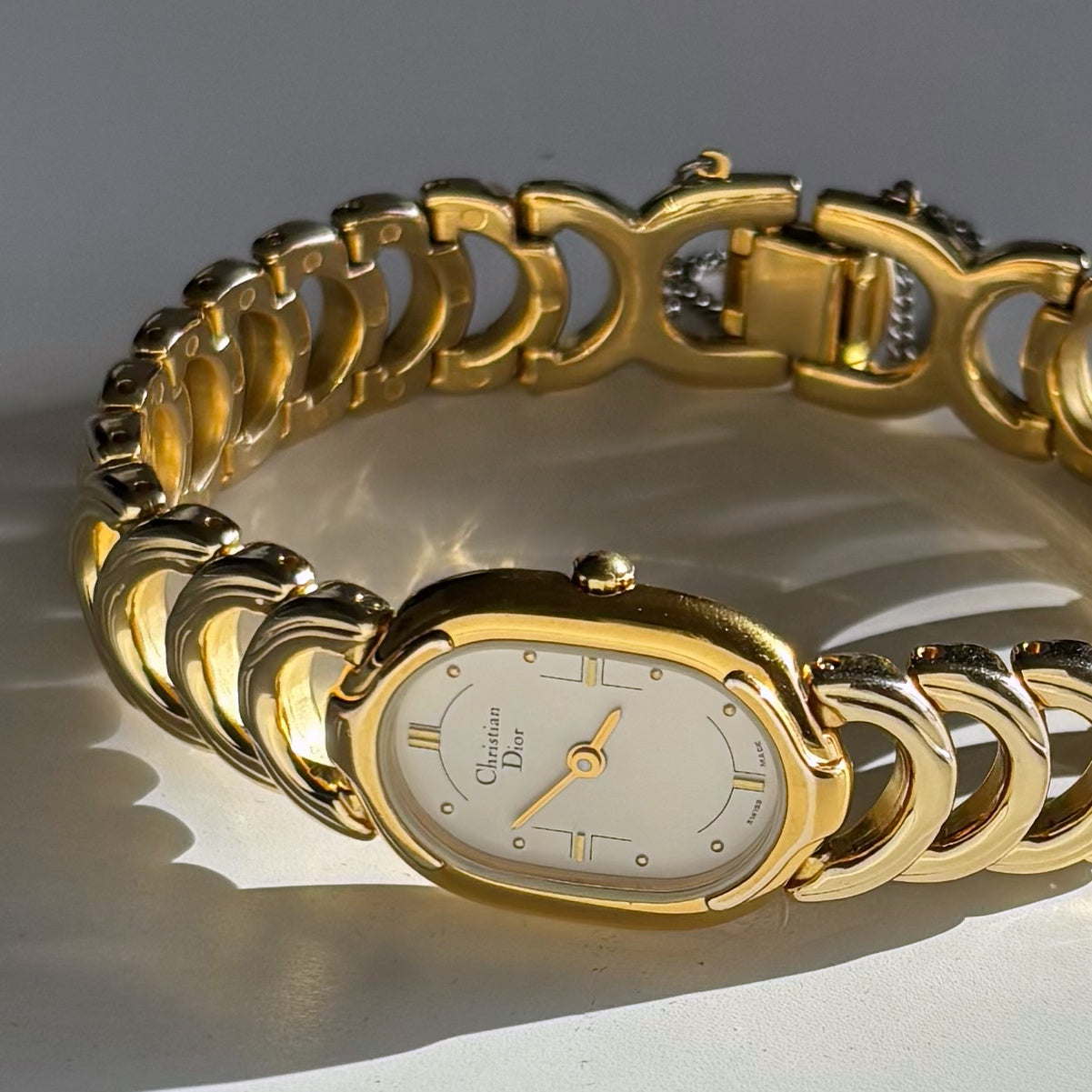 Dior 1990s Oval Gold Plated Watch