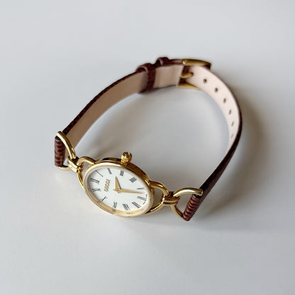 Gucci 1990s Round Dial Horsebit Gold Plated Watch