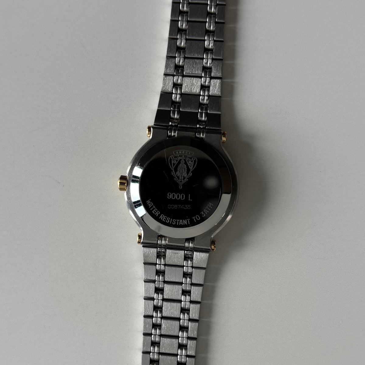 Gucci 1990s Date Black Round Dial Two-Tone Gold-Plated Watch