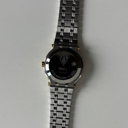 Gucci 1990s Date Black Round Dial Two-Tone Gold-Plated Watch