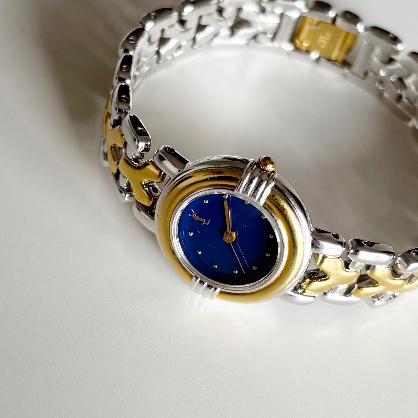 Yves Saint Laurent 1990s Round Dial Two Tone Watch