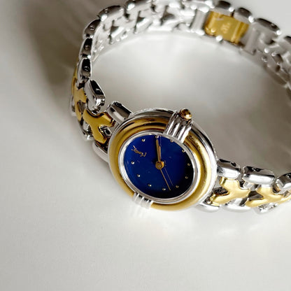 Yves Saint Laurent 1990s Round Dial Two Tone Watch