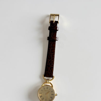 Gucci 1990s Round Dial Gold Plated Watch