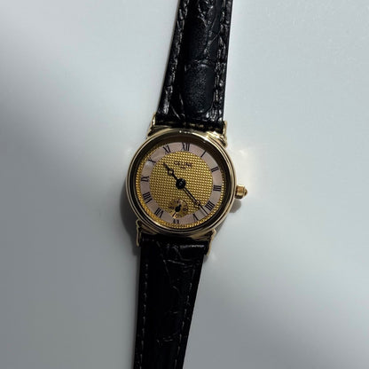 Celine 1980s Seashell Round Dial Gold Plated Watch