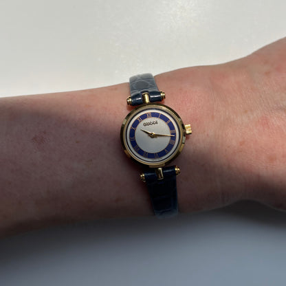 Gucci 1990s Sherry Round Dial Blue Watch