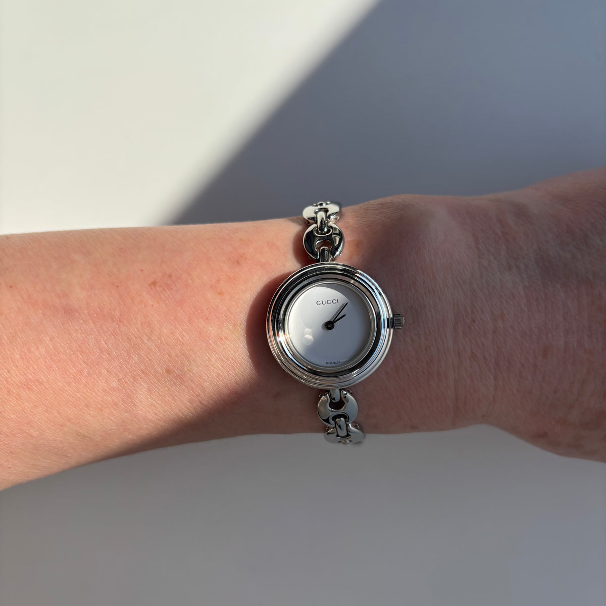 Gucci 1990s Interchangeable Bezel Stainless steel Chain Watch with 6 bezels, case (165mm)