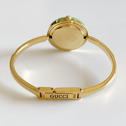 Gucci 1990s Interchangeable Bezel Gold Plated Bangle Watch with 12 bezels, case (Small)