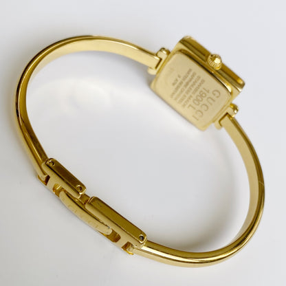 Gucci 1990s Square Gold Plated Bangle Watch