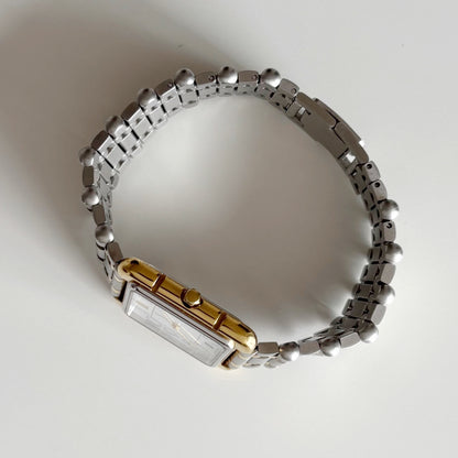 Yves Saint Laurent 1990s Square Dial Two Tone Watch