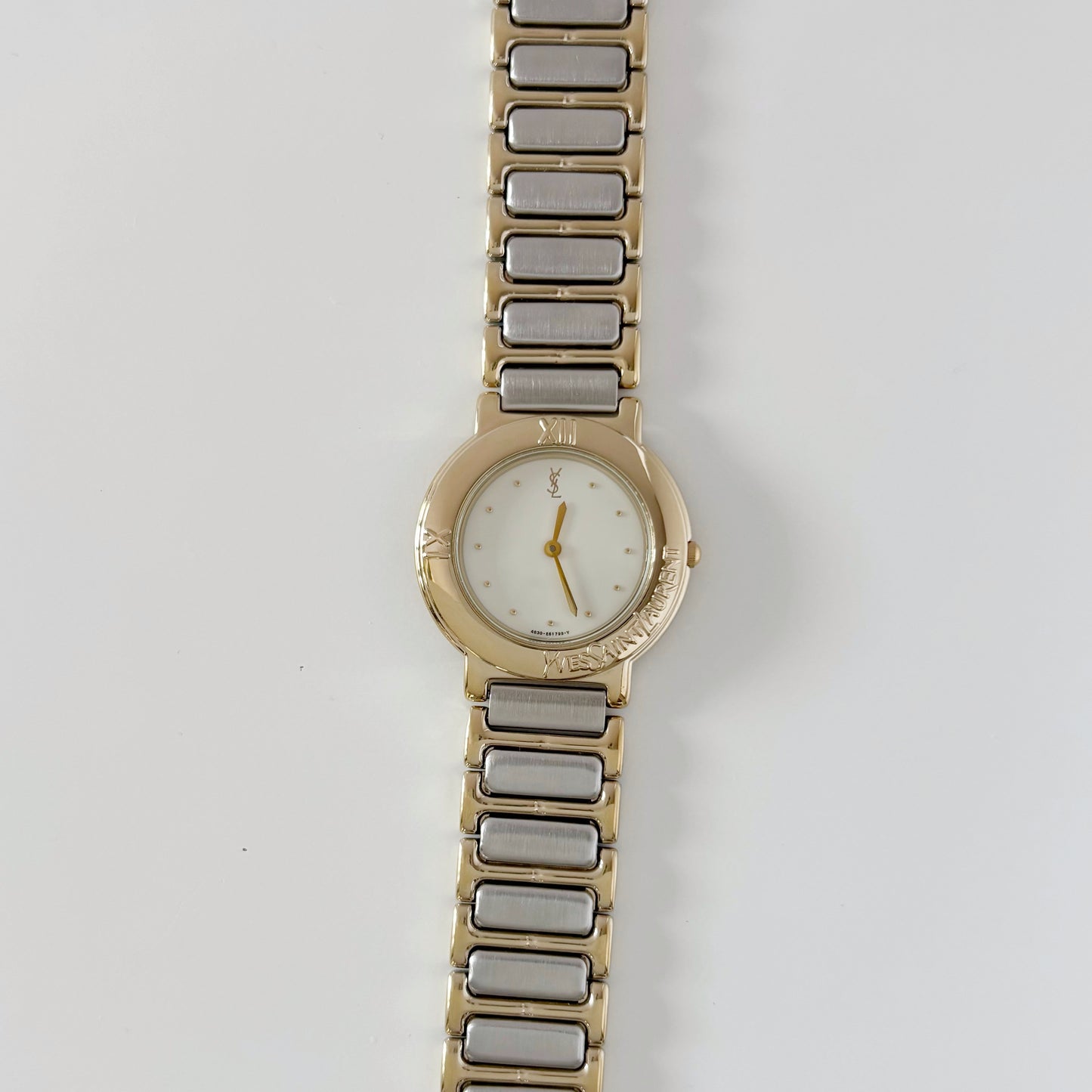 Yves Saint Laurent 1990s Round Dial Two Tone Watch (Large)