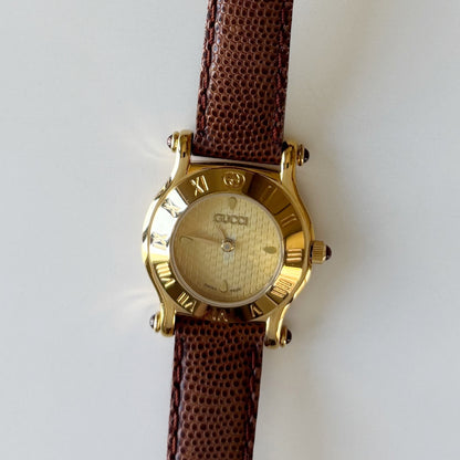 Gucci 1990s Gold Dial Gold Plated Watch