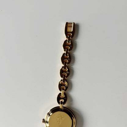 Gucci 1990s Interchangeable Bezel Gold Plated Rice Chain Watch with 6 bezels, case (170mm)