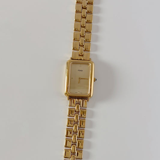 Fendi 1990s Tank Gold Plated Watch (Large)