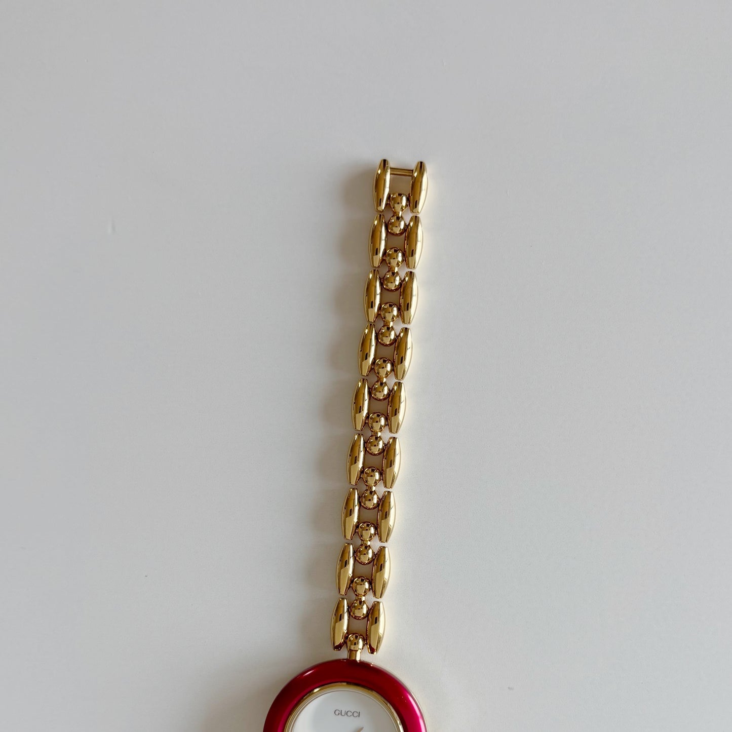 Gucci 1990s Interchangeable Bezel Gold Plated Rice Chain Watch with 6 bezels, case (175mm)