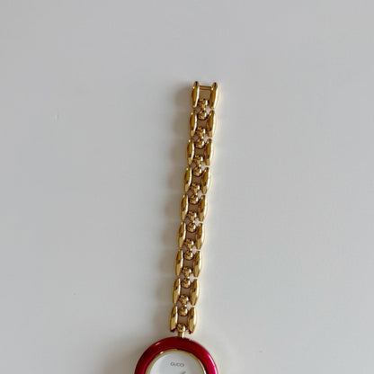 Gucci 1990s Interchangeable Bezel Gold Plated Rice Chain Watch with 6 bezels, case (175mm)