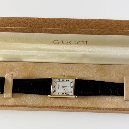Gucci 1990s 18K Solid Gold Tank Watch