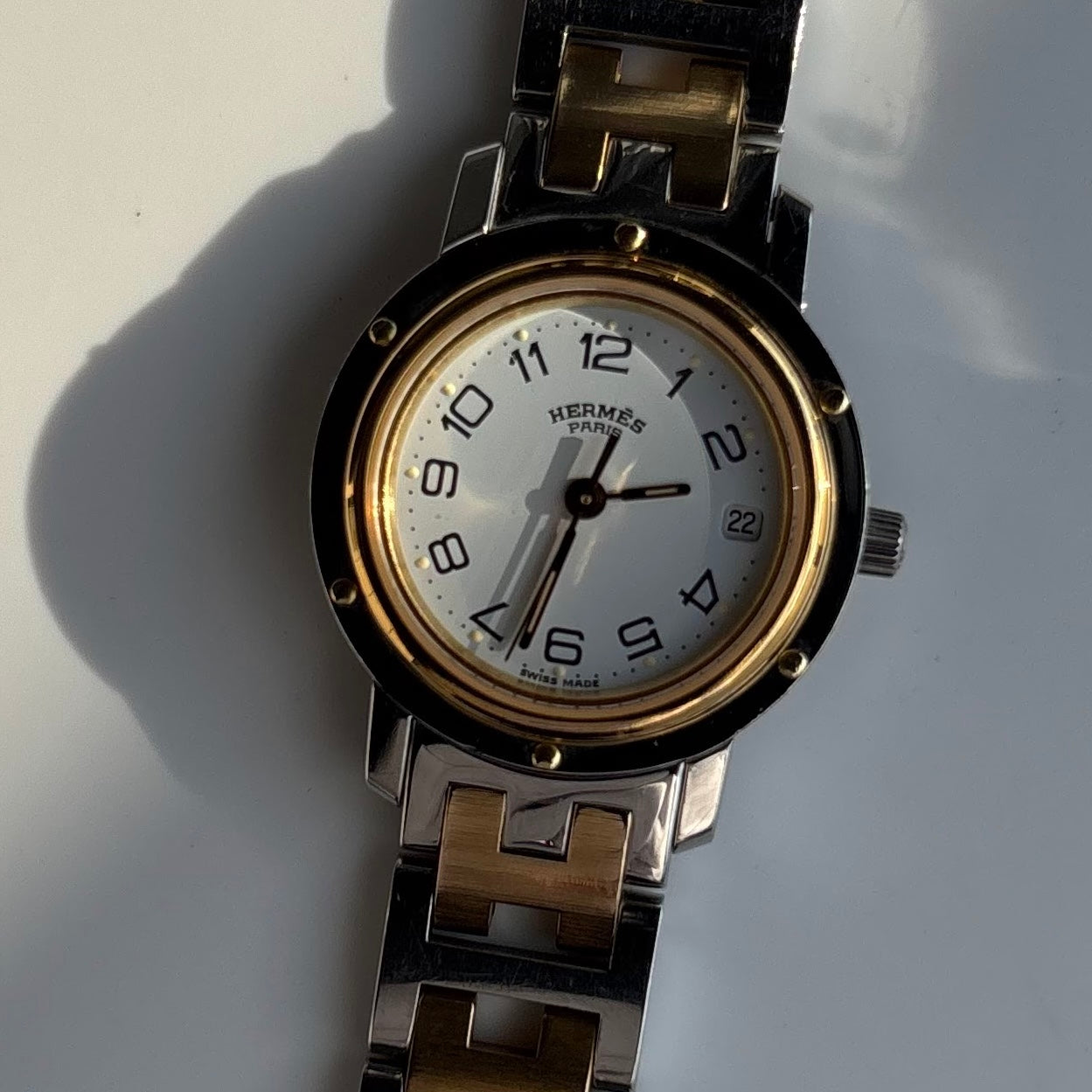 Hermes 1990s Clipper Two Tone Watch
