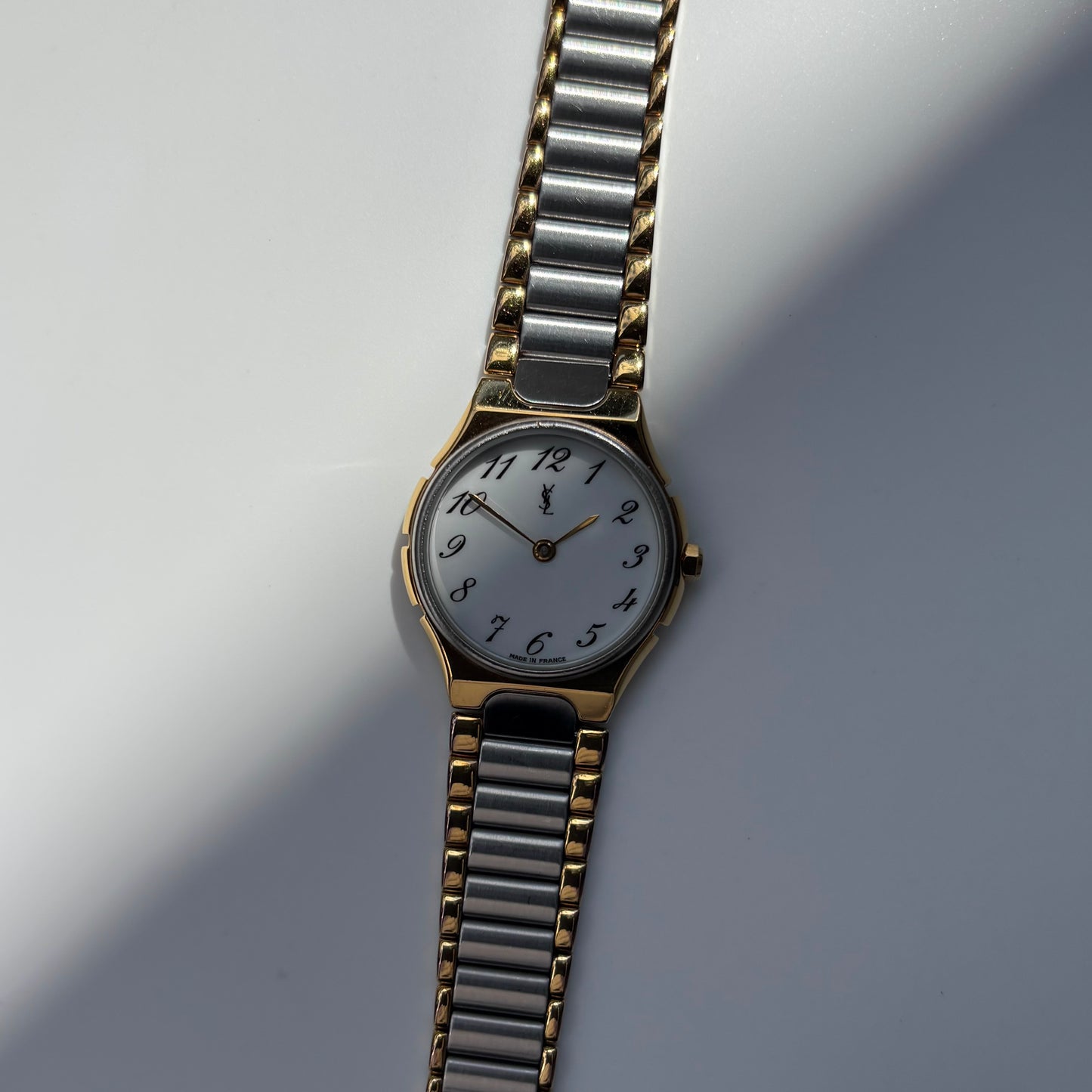 Yves Saint Laurent 1990s Round Dial Two Tone Watch