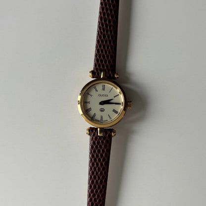 Gucci 1990s Sherry Round Dial Gold Plated Watch