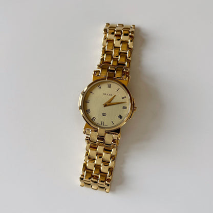 Gucci 1980s Round Dial Gold Plated Watch (Large)