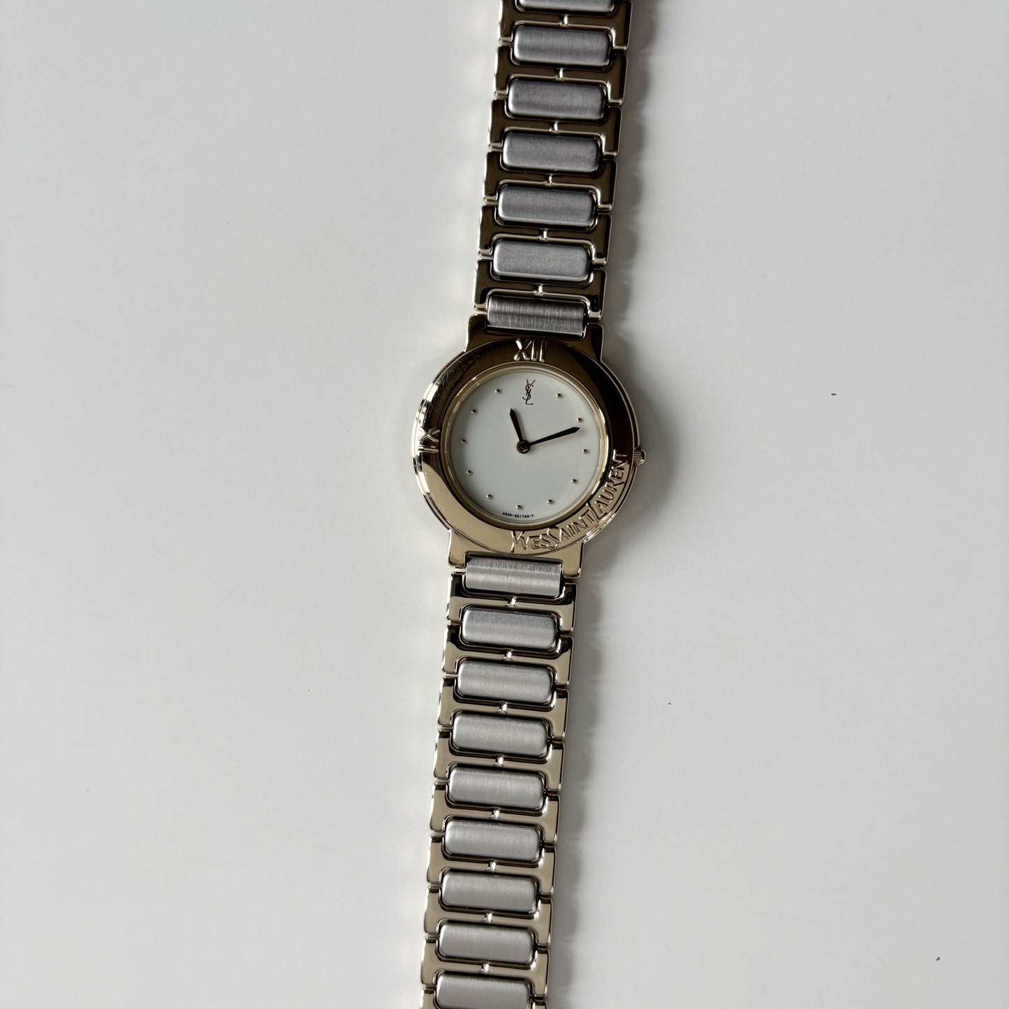 Yves Saint Laurent 1990s Round Dial Two Tone Watch (Large)