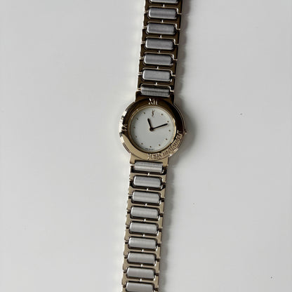 Yves Saint Laurent 1990s Round Dial Two Tone Watch (Large)