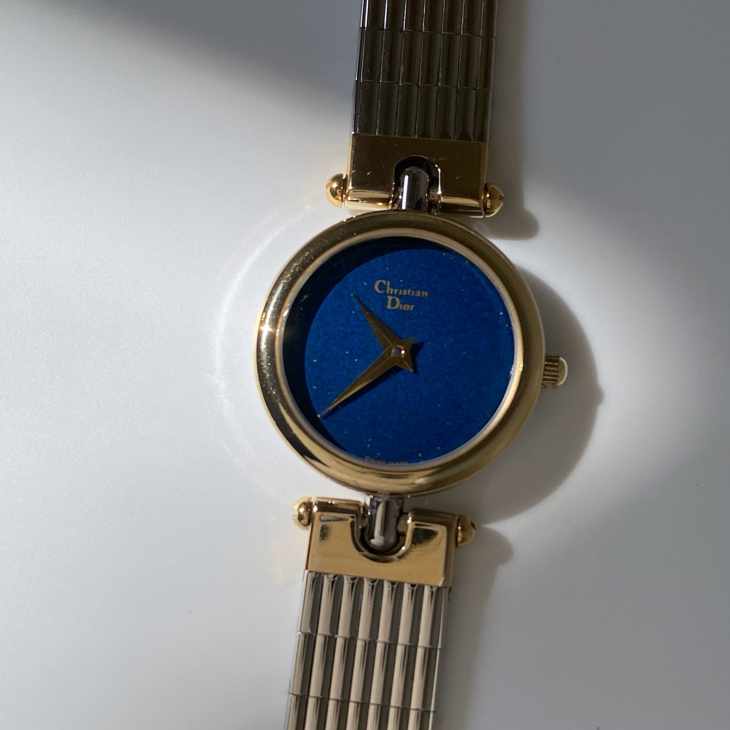 Dior 1990s Navy Dial Gold Plated Two Tone Watch