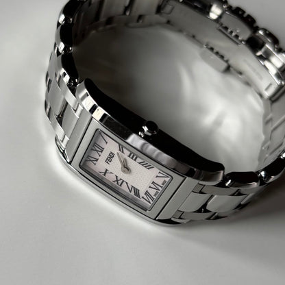 Fendi 1990s Seashell Dial Stainless steel Tank Watch