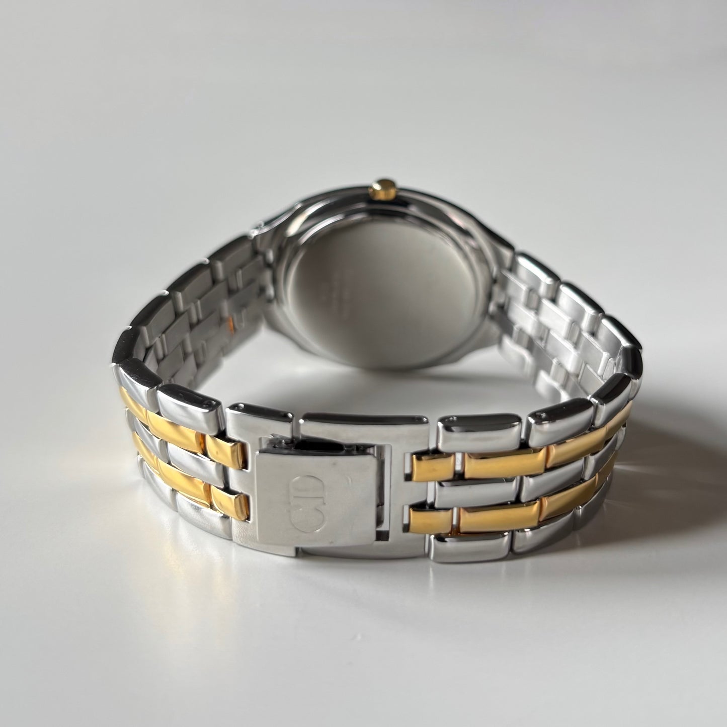 Dior 1990s Date Round Dial Gold Plated Two Tone Watch (Large)