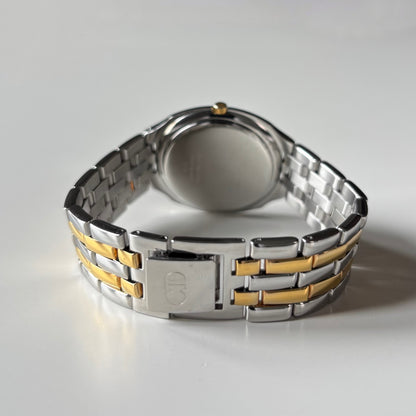 Dior 1990s Date Round Dial Gold Plated Two Tone Watch (Large)