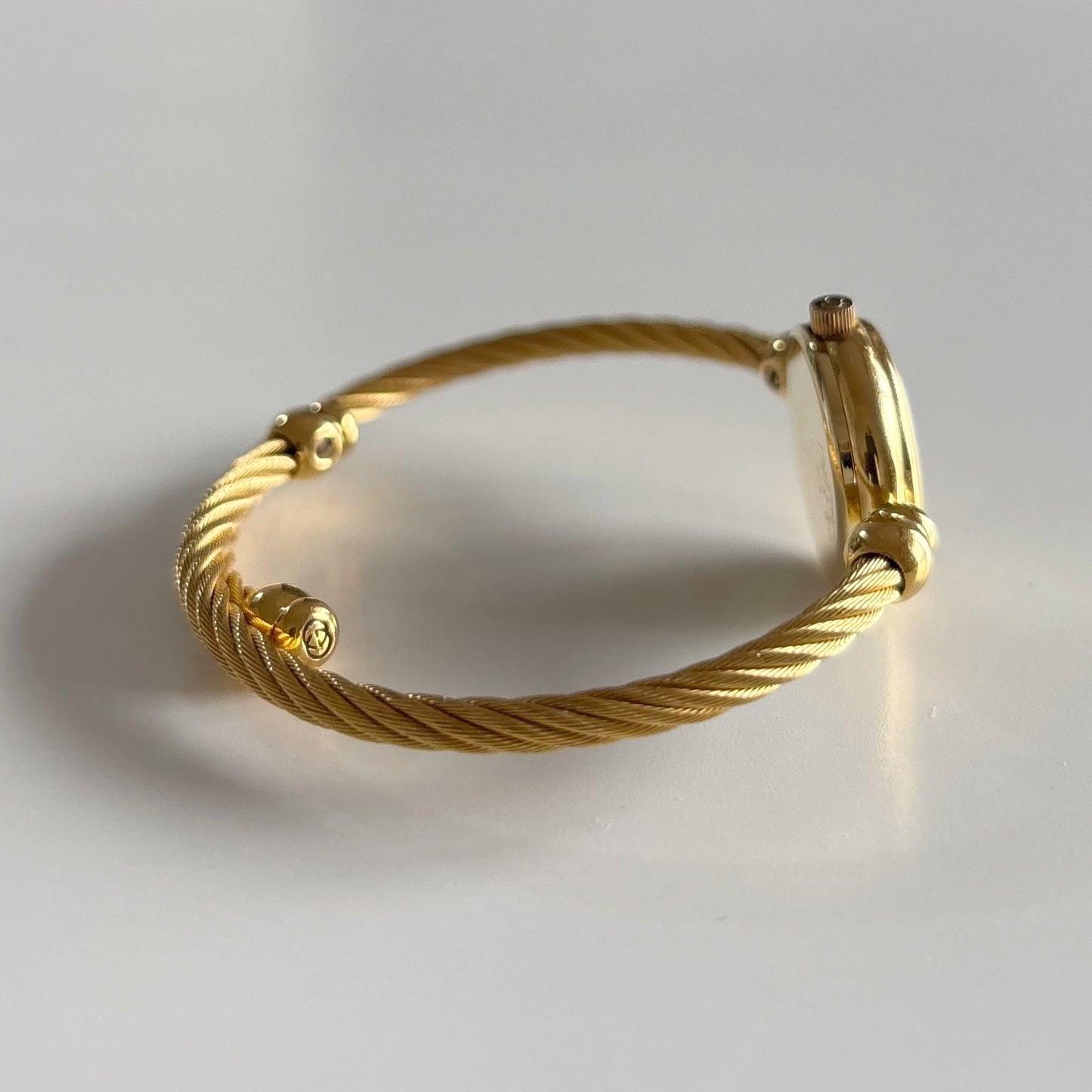 Gucci 1990s Gold Plated Cable Bangle Watch