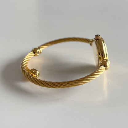 Gucci 1990s Gold Plated Cable Bangle Watch