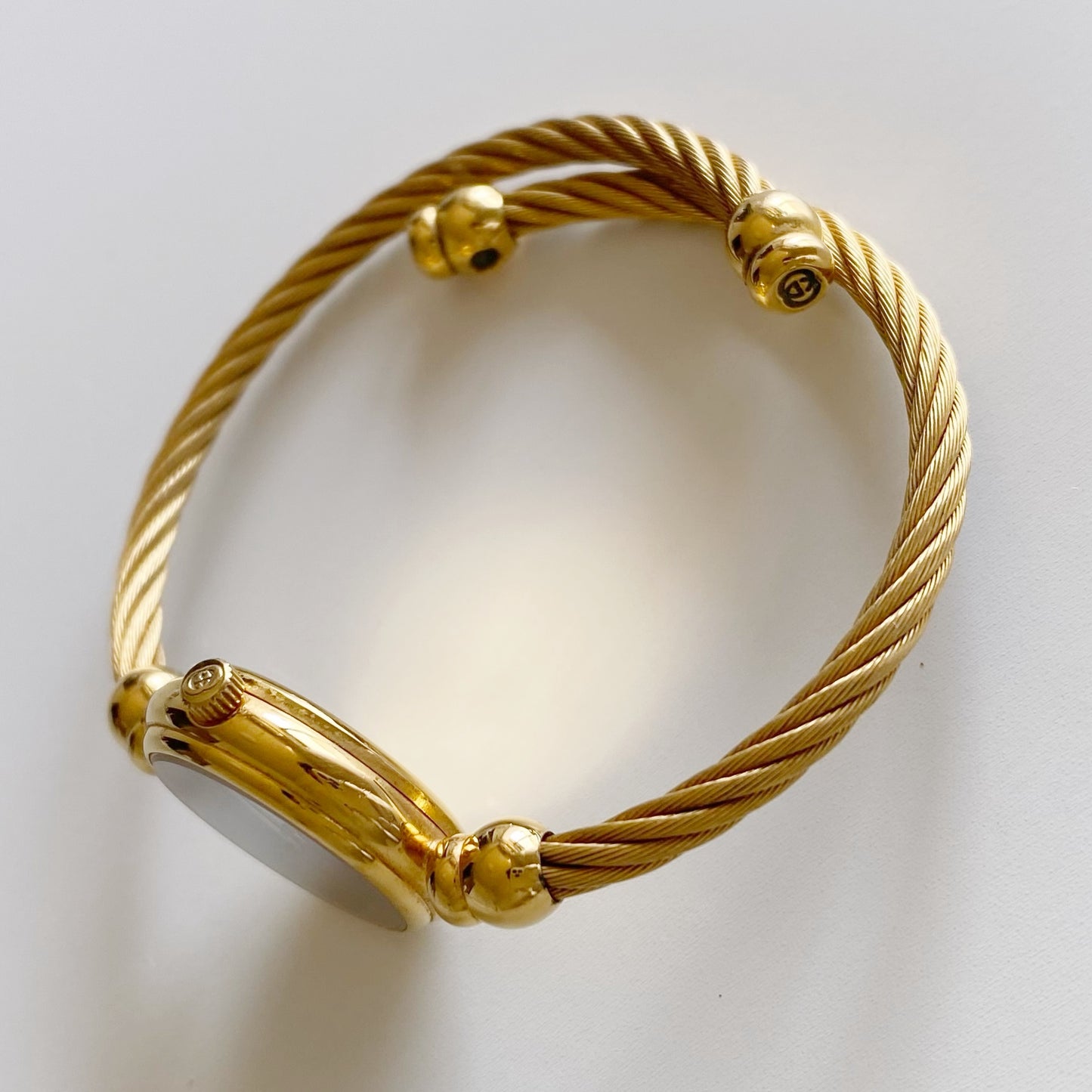Gucci 1990s Blue Dial Gold Plated Bangle Watch
