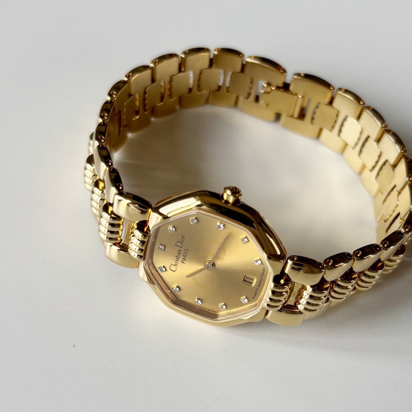 Dior 1990s Octagon Gold Plated Watch