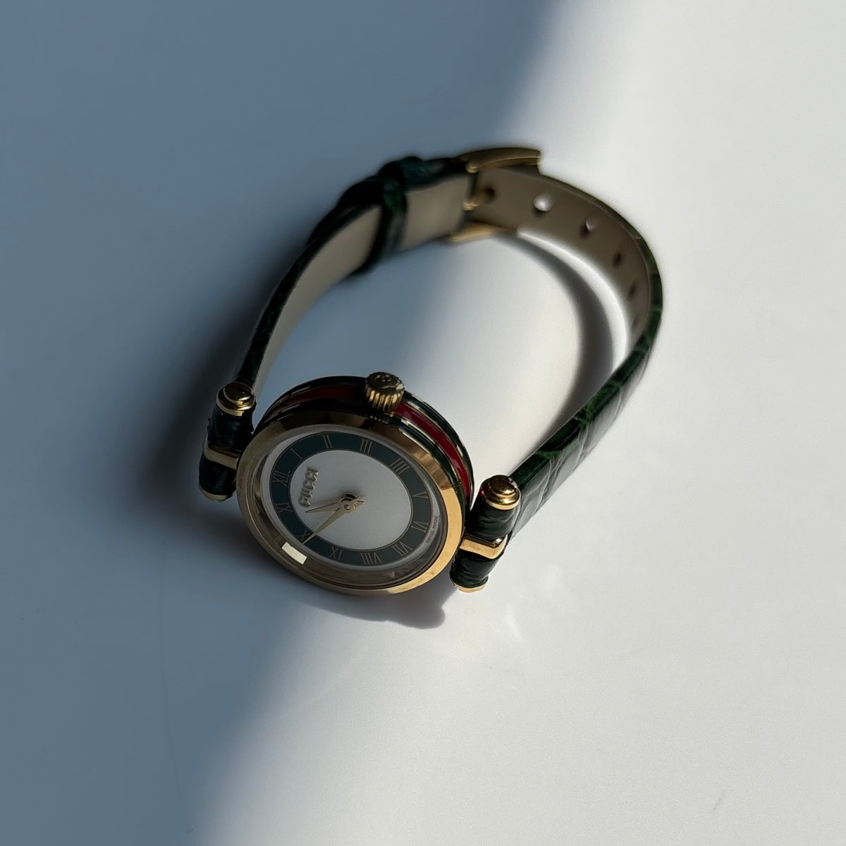 Gucci 1990s Sherry Round Dial Green Watch