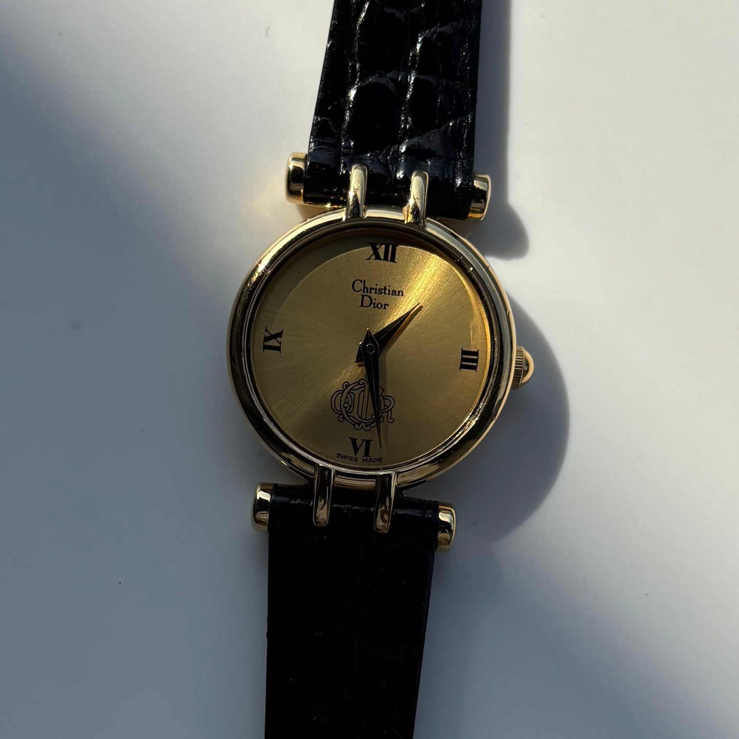 Dior 1990s Round Dial Gold Plated Watch