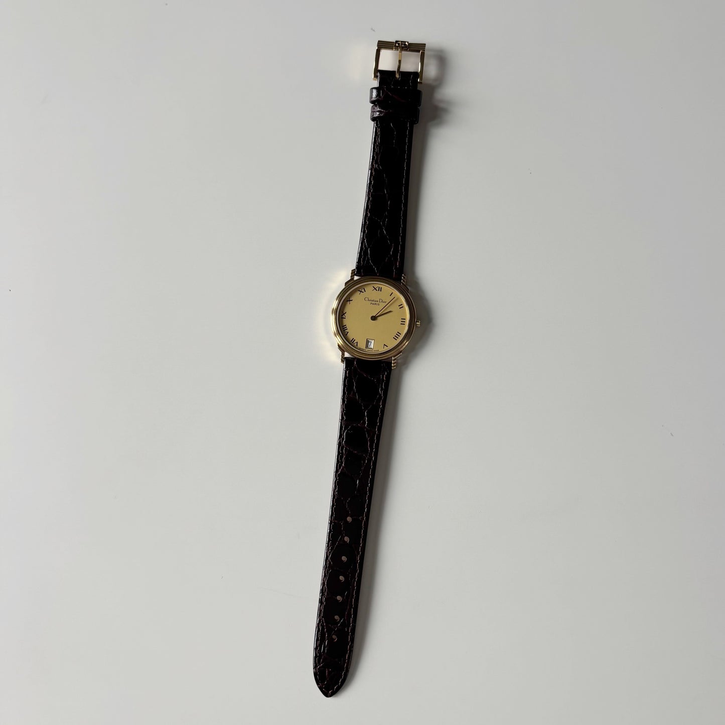Dior 1990s Round Dial Date Gold Plated Watch (Large)