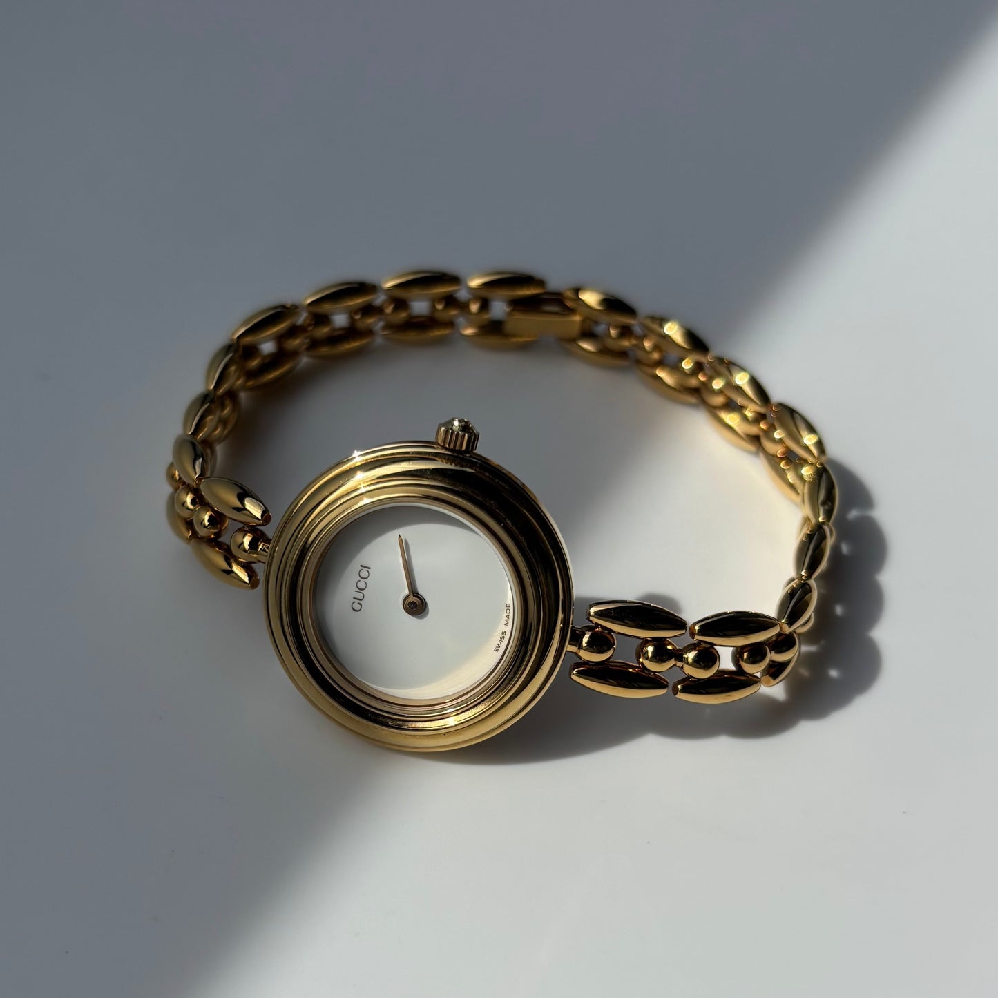 Gucci 1990s Interchangeable Bezel Gold Plated Watch with 6 bezels, case (167mm)