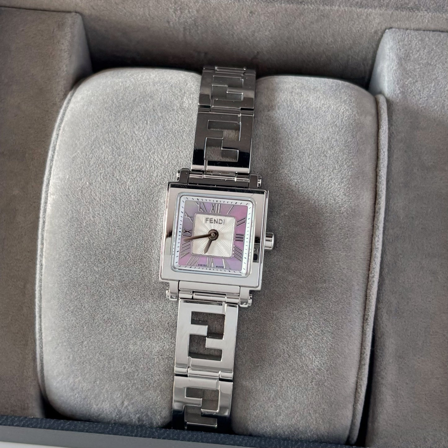 Fendi 1990s Seashell Square Dial Stainless steel Watch