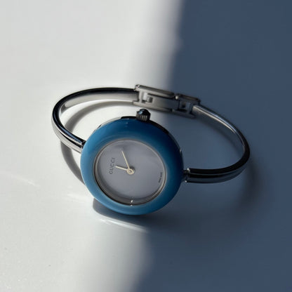 Gucci 1990s Interchangeable Bezel Stainless steel Bangle Watch with 12 bezels, case (Small)