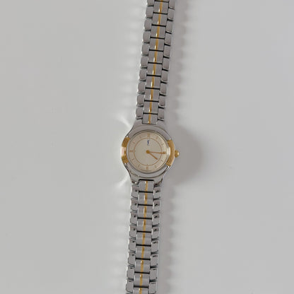 Yves Saint Laurent 1990s Round Dial Two Tone Gold Plated Watch